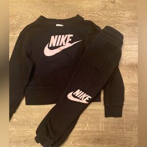 Nike Kids Joggers Black with light Pink Logo